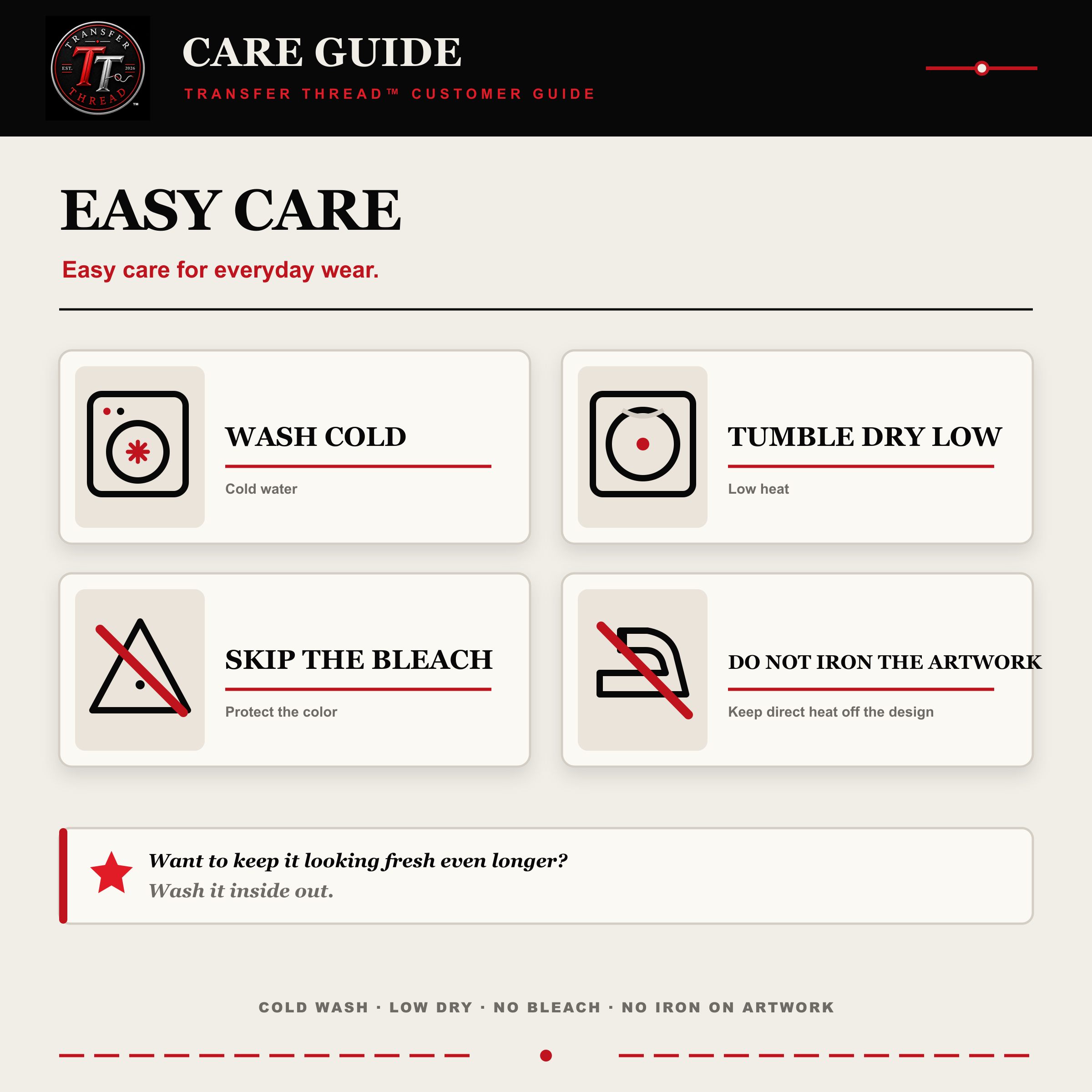 Transfer Thread DTF garment care guide