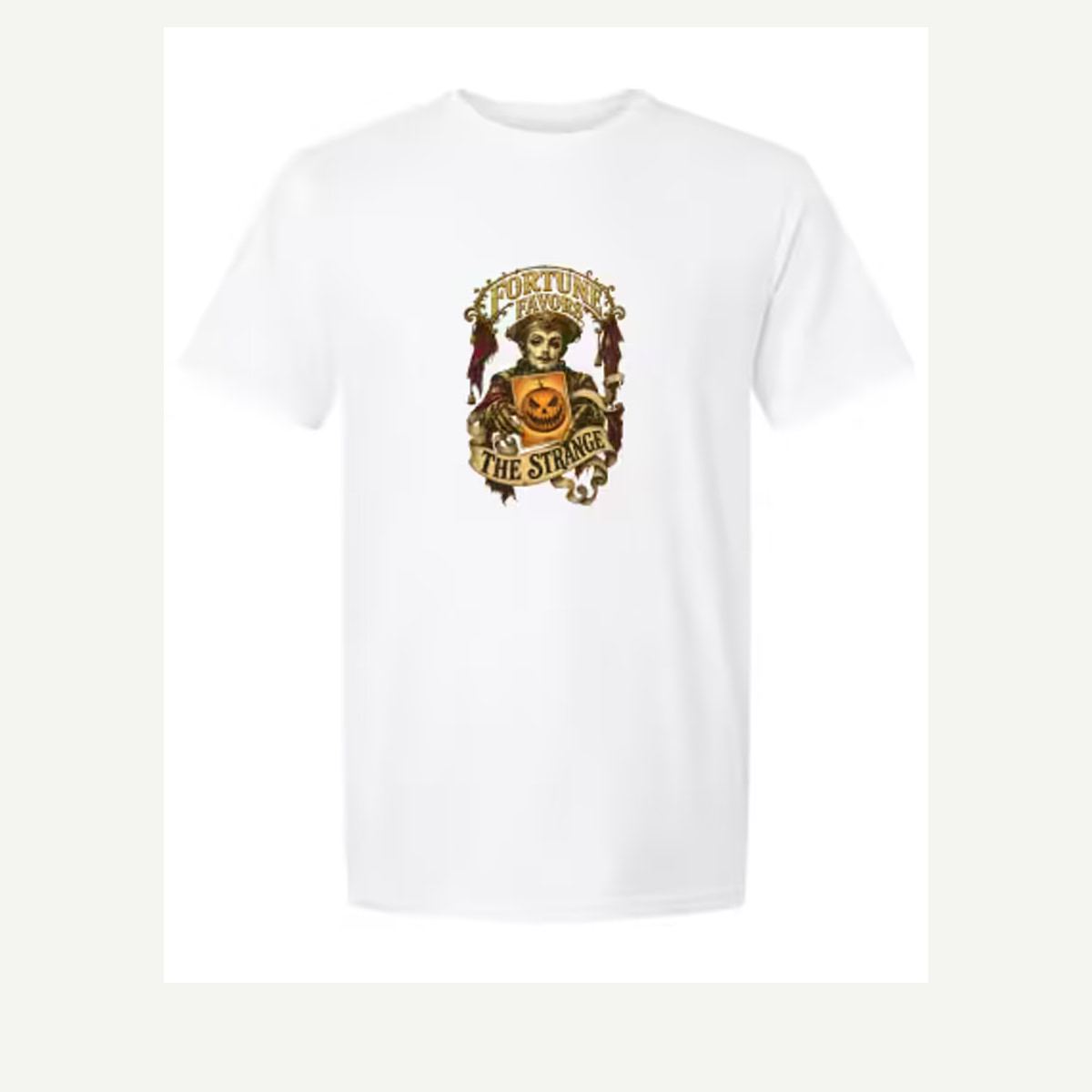 Digital garment preview of Fortune Favors the Strange representing Halloween 2026