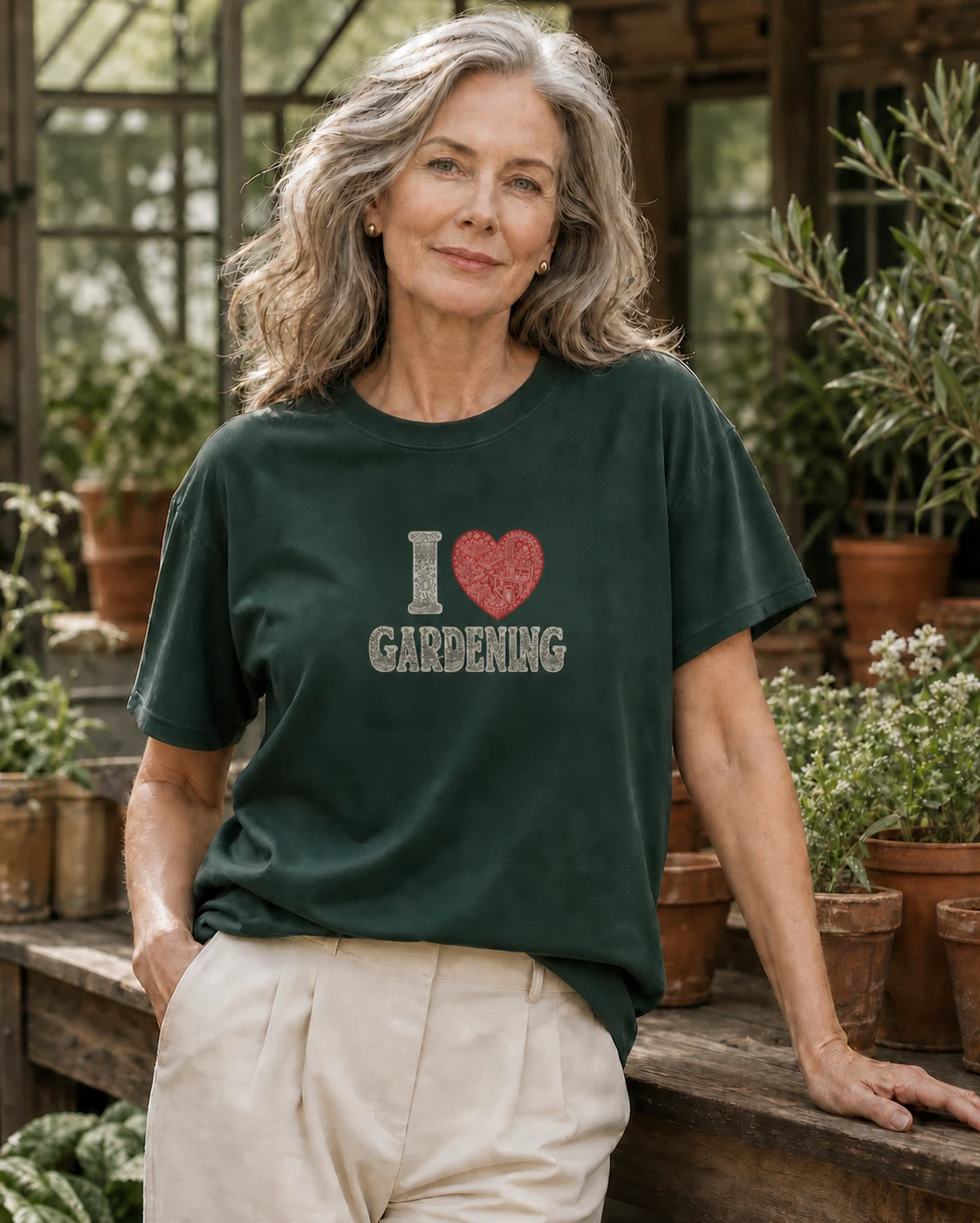 Digital lifestyle portrait featuring the I Heart Gardening toile design